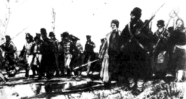 Д.Шмаринов. Русские партизаны конвоируют пленных французов