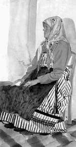Женщина-старообрядка с Алтая в праздничной одежде. Рис. Н.Нагорской. 1926 г.
