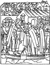 Приведение бояр к присяге во время болезни Ивана Грозного в 1553 г. Миниатюра XVI в.