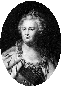 Императрица Екатерина II. Гравюра Ж. Меку по оригиналу А. Беннера. 1817 г.