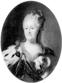 Екатерина II. Портрет работы Ф. Рокотова (?). 1760-е гг.
