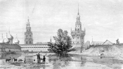 Троицкий монастырь. Северная часть. Литография А. Дюрана. 1847 г.
