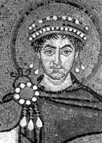 Император Юстиниан. Фрагмент мозаики. Церковь Сан-Витале. Равенна. 546—547 гг.