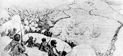 Штурм кавказскими и сибирскими войсками форта Каракубек. Рисунок