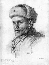 Е.И. Комаров. Портрет В.Г. Зайцева. 1943 г.