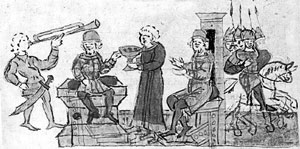 Заключение мира между князьями Ярополком и Всеволодом Ольговичем. 1138 г. На этой летописной миниатюре видно, что воинский быт русичей мало чем отличался от быта их коллег – рыцарей