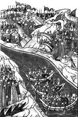 Переправа русского войска через Оку, совет князей Дмитрия Ивановича и Владимира Андреевича