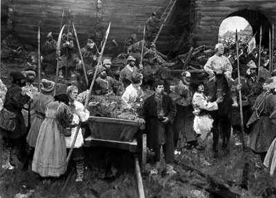 Взятие крепости «Оса» Пугачёвым. Фрагмент. 1984—1986&nbsp;гг. 6ґ22 м. Музей-диорама,&nbsp;г. Оса, Пермской обл.