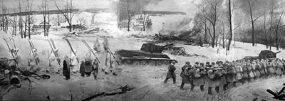 Контрнаступление советских войск под Москвой в декабре 1941&nbsp;г. 1995&nbsp;г. 10x33 м. ФГУК «ЦМ ВОВ»