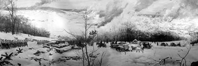 Контрнаступление советских войск под Москвой в декабре 1941&nbsp;г. 1995&nbsp;г. 10x33 м. ФГУК «ЦМ ВОВ»