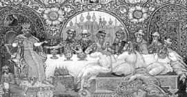 Почестен пир. Современная лаковая миниатюра