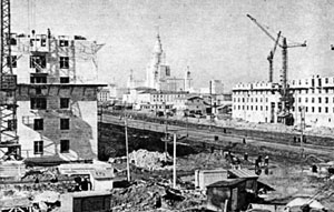 Строительство жилых домов на юго-западе Москвы. 1956&nbsp;г.