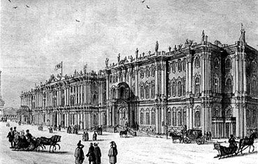 Зимний дворец со стороны площади. Акварель. 1830-е гг.