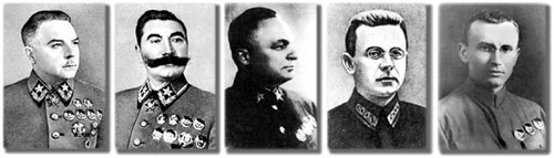К.Е.Ворошилов, С.М.Будённый, А.И.Егоров, И.Э.Якир, И.П.Уборевич