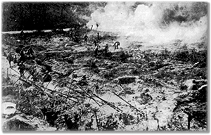 Траншеи на горе Фратта во время атак штурмовых батальонов 18 августа 1918&nbsp;г.