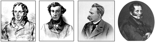 Г.Ф.В.Гегель, Алексис де Токвилль, Ф.Ницше, С.С.Уваров
