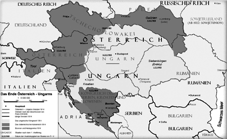 Карта Австро-Венгрии. 1918 г.