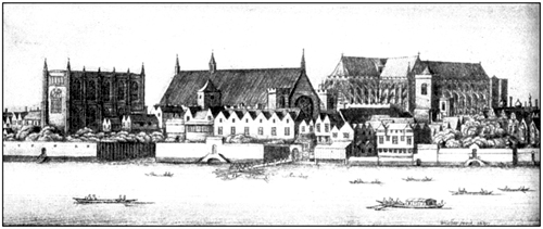 Парламент, дворец и Вестминстерске аббатство. Гравюра В.Холлара. XVII в.