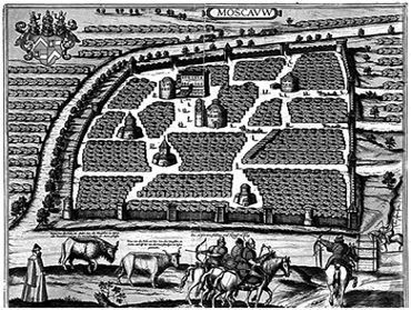 План Москвы 1520-х гг. С.Герберштейн. 1575 г.